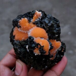Orange Thomsonite Balls On Matrix, Natural Mineral Specimen From India